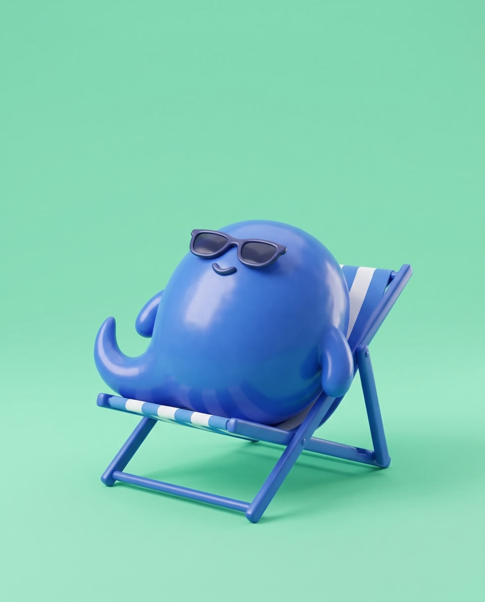 The SimplyBoost character relaxing in a deck chair with sunglasses